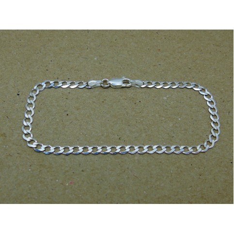 Sterling Silver Bevelled Edge Curb Ladies Bracelet