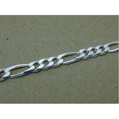 Sterling Silver Heavy Weight Gents Figaro Bracelet