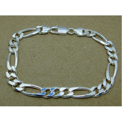 Sterling Silver Heavy Weight Gents Figaro Bracelet