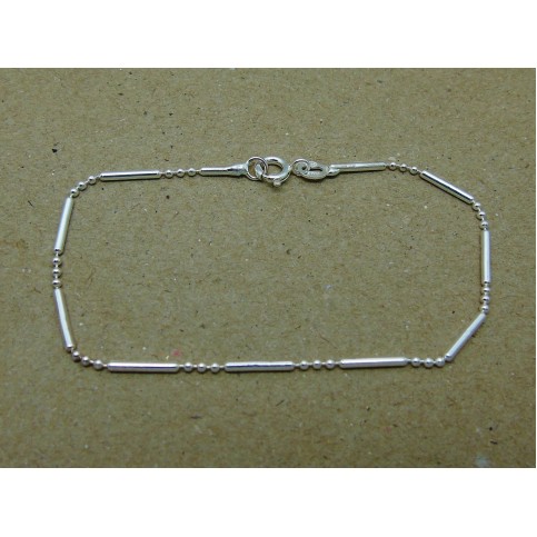 Sterling Silver Bead and Bar Link Bracelet