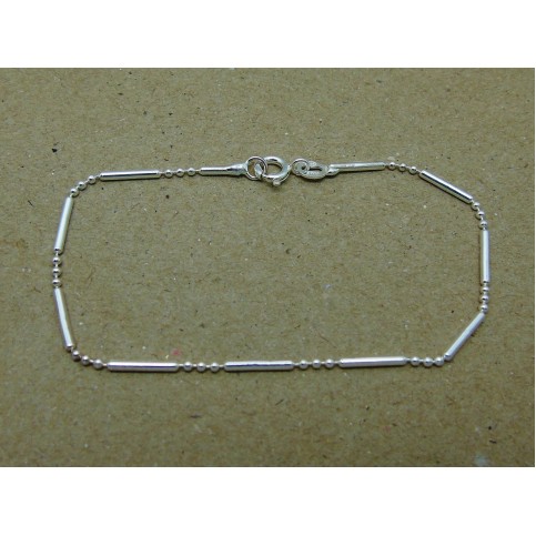 Sterling Silver Bead and Bar Link Bracelet