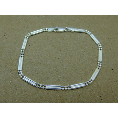 Sterling Silver Double Bar and Bead Ladies Bracelet