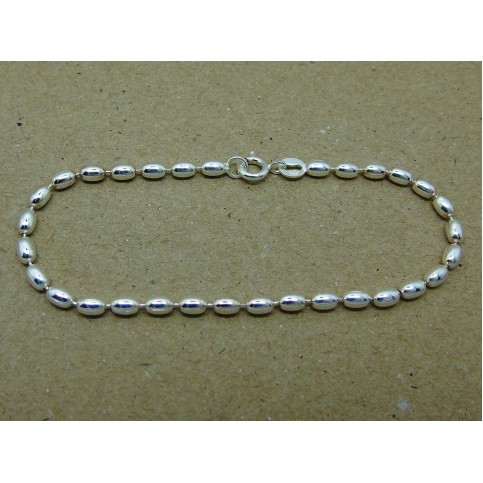 Sterling Silver Bean Link Bracelet