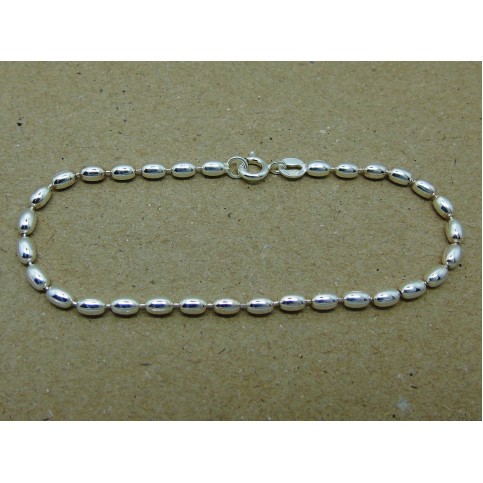 Sterling Silver Bean Link Bracelet