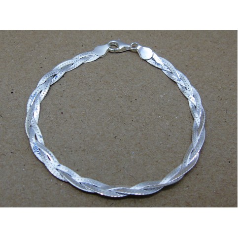 Sterling Silver Plaited Herringbone Bracelet