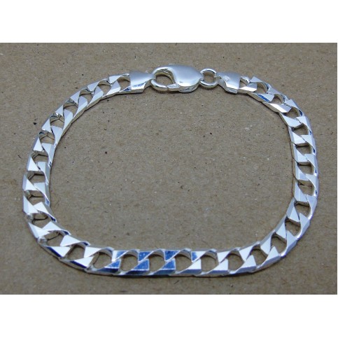Sterling Silver Heavy Square Curb Bracelet
