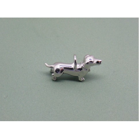 Sterling Silver Dachshund Charm with Diamond