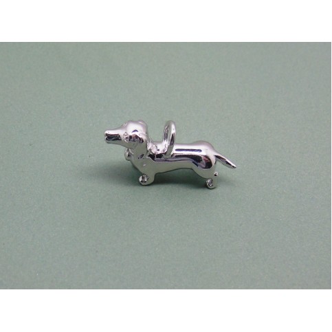 Sterling Silver Dachshund Charm with Diamond