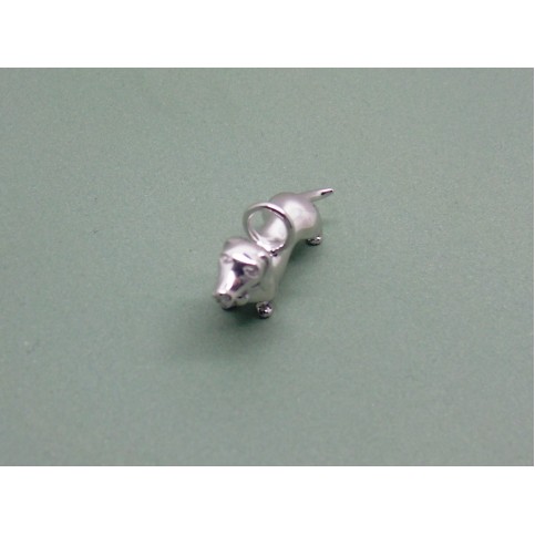 Sterling Silver Dachshund Charm with Diamond