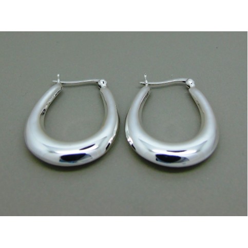 Sterling Silver Plain U-Shape Hinged Creoles