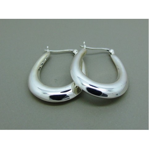 Sterling Silver Plain U-Shape Hinged Creoles