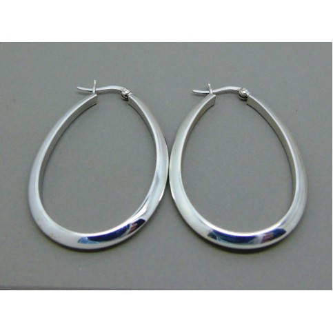 Sterling Silver Oval Plain Hinged Creoles