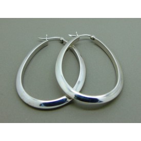 Sterling Silver Oval Plain Hinged Creoles