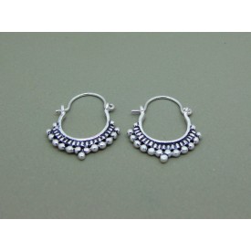 Sterling Silver Decorative Creole Earrings