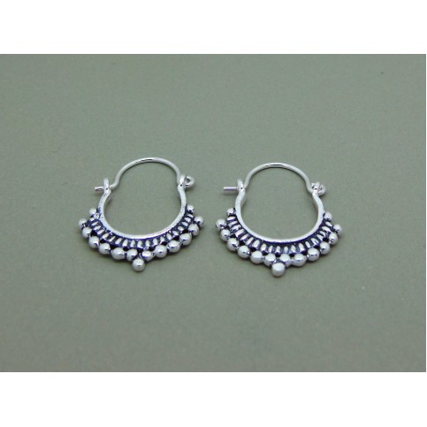 Sterling Silver Decorative Creole Earrings