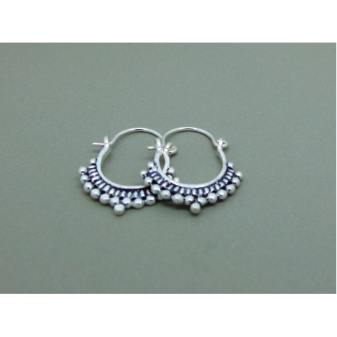 Sterling Silver Decorative Creole Earrings