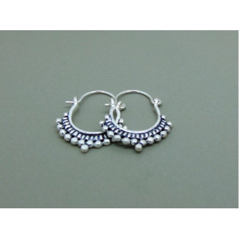 Sterling Silver Decorative Creole Earrings