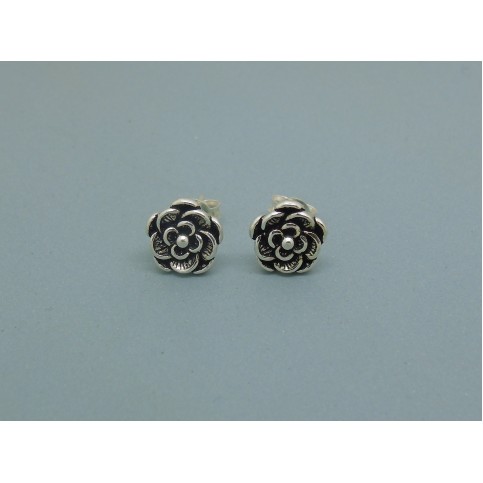 Sterling Silver Rose Studs