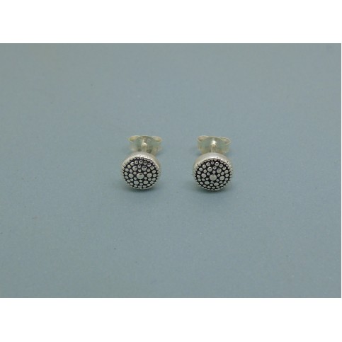 Sterling Silver Ornate Button Studs