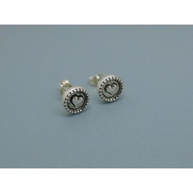 Sterling Silver Decorative Heart Studs