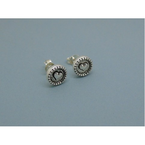 Sterling Silver Decorative Heart Studs