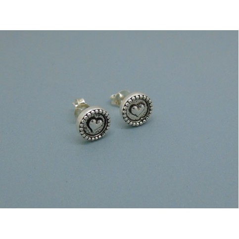 Sterling Silver Decorative Heart Studs