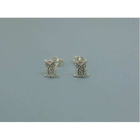 Sterling Silver Wise Old Owl Studs