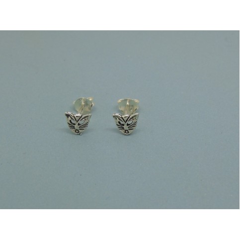 Sterling Silver Cat Face Studs