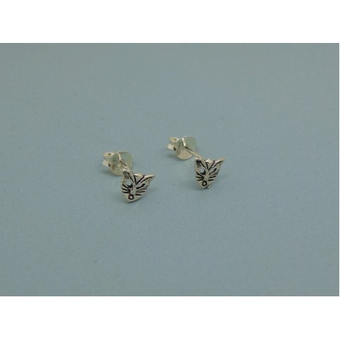 Sterling Silver Cat Face Studs