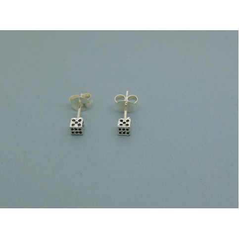 Sterling Silver Dice Studs