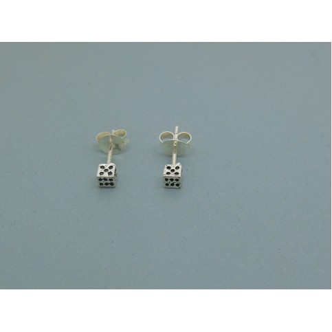 Sterling Silver Dice Studs