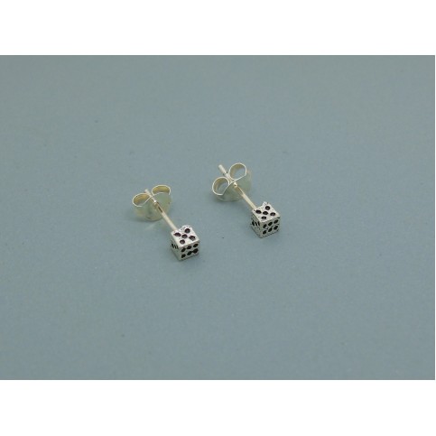 Sterling Silver Dice Studs