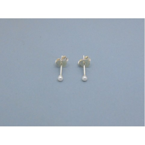 Sterling Silver 2mm Pearl Bead Studs
