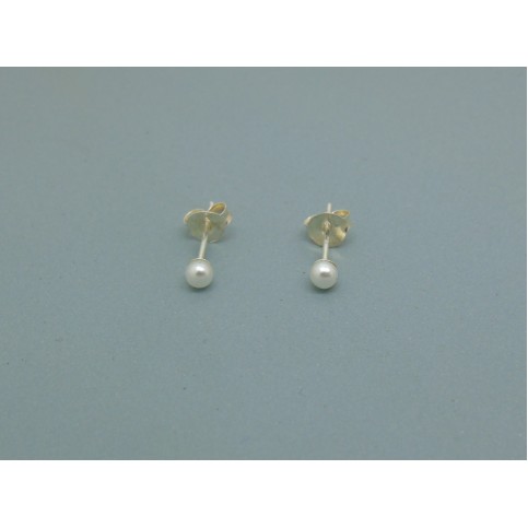 Sterling Silver 3mm Pearl Bead Studs