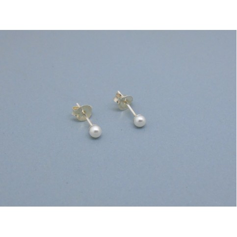 Sterling Silver 3mm Pearl Bead Studs
