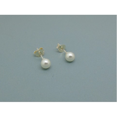 Sterling Silver 5mm Pearl Bead Studs