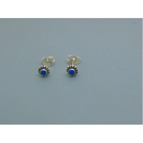 Sterling Silver Studs with Blue Stone