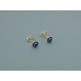 Sterling Silver Studs with Blue Stone