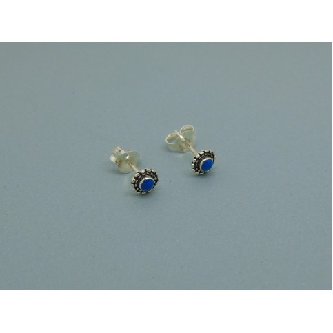 Sterling Silver Studs with Blue Stone