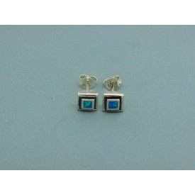 Sterling Silver 6mm Square Man Made Opal Studs