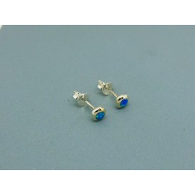 Sterling Silver 4.5mm Round Man Made Opal Studs