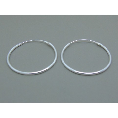 Sterling Silver Light 24mm Plain Hoops
