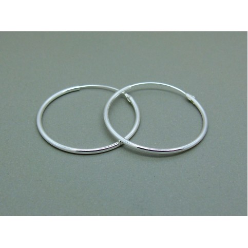 Sterling Silver Light 24mm Plain Hoops