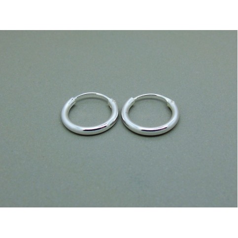 Sterling Silver Medium 14mm Plain Hoops