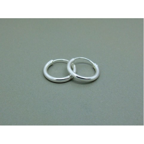 Sterling Silver Medium 14mm Plain Hoops