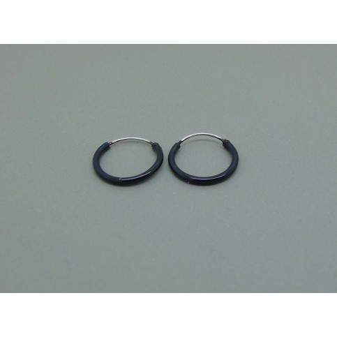 Sterling Silver Black Hoops - 12mm