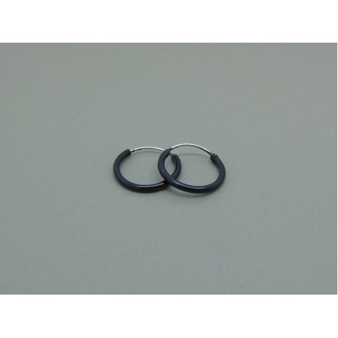 Sterling Silver Black Hoops - 12mm