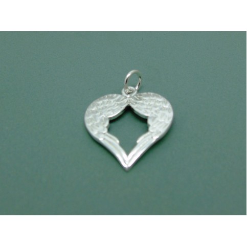 Sterling Silver Angel Wing Heart Pendant