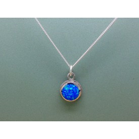 Sterling Silver Circular Opal Pendant 
