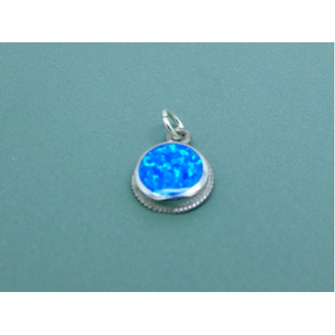 Sterling Silver Circular Opal Pendant 